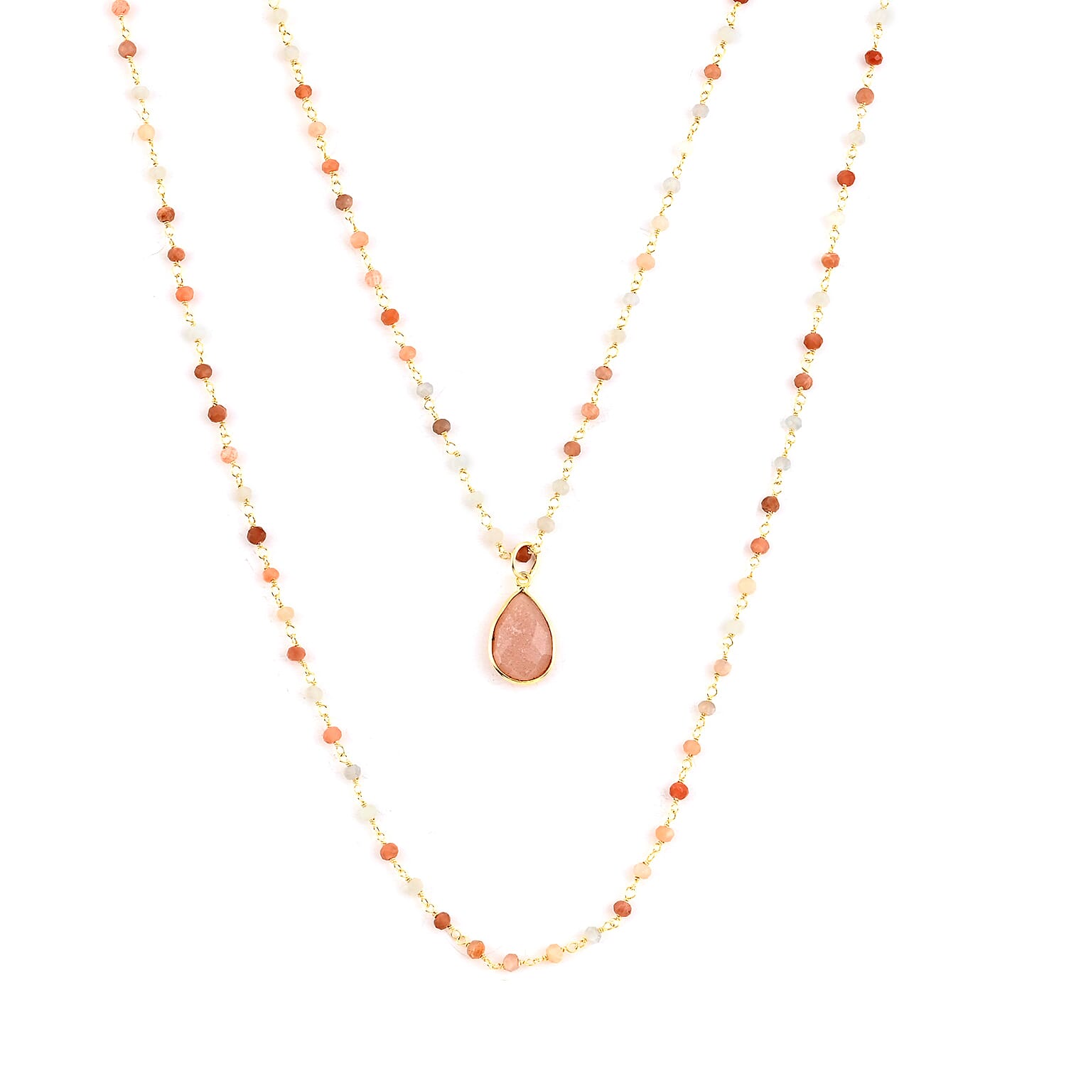 Black Onyx and Multi-Tourmaline Double Layer Necklace 30 Inches in 14K Yellow Gold Over Sterling Silver 12.5 Grams 29.40 ctw