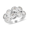 Moissanite Cluster Ring in Platinum Over Sterling Silver 2.10 ctw - Sticky add to cart bar