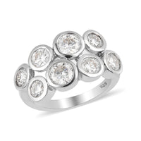 Moissanite Cluster Ring in Platinum Over Sterling Silver 2.10 ctw