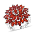 Mexican Cherry Fire Opal 3.00 ctw Fiery Blossom Ring in Rhodium Over Sterling Silver - Sticky add to cart bar
