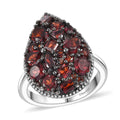 Mozambique Garnet and White Zircon 4.15 ctw Dahlia Flower Ring in Rhodium Over Sterling Silver - Sticky add to cart bar