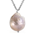 Organic Shape Baroque Pearl Necklace 20 Inches in Stainless Steel - Sticky add to cart bar
