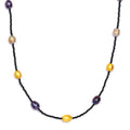 Multi Color Freshwater Pearl and Thai Black Spinel 55.00 ctw Station Necklace in Stainless Steel 20 Inches - Sticky add to cart bar