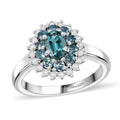 Pirineu Lagoon Tourmaline, Moissanite Ocean Blossom Ring in Rhodium Over Sterling Silver (Size 6.0) 1.20 ctw - Sticky add to cart bar