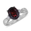 Mozambique Garnet and White Zircon 2.40 ctw Ring in Rhodium Over Sterling Silver - Sticky add to cart bar