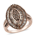 DOORBUSTER Natural Champagne Diamond Ring in Rhodium and Vermeil Rose Gold Over Sterling Silver (Size 10.0) 1.10 ctw - Sticky add to cart bar