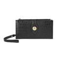 UNION CODE Black Croco Embossed Genuine Leather RFID Wallet with Button Closure - Sticky add to cart bar