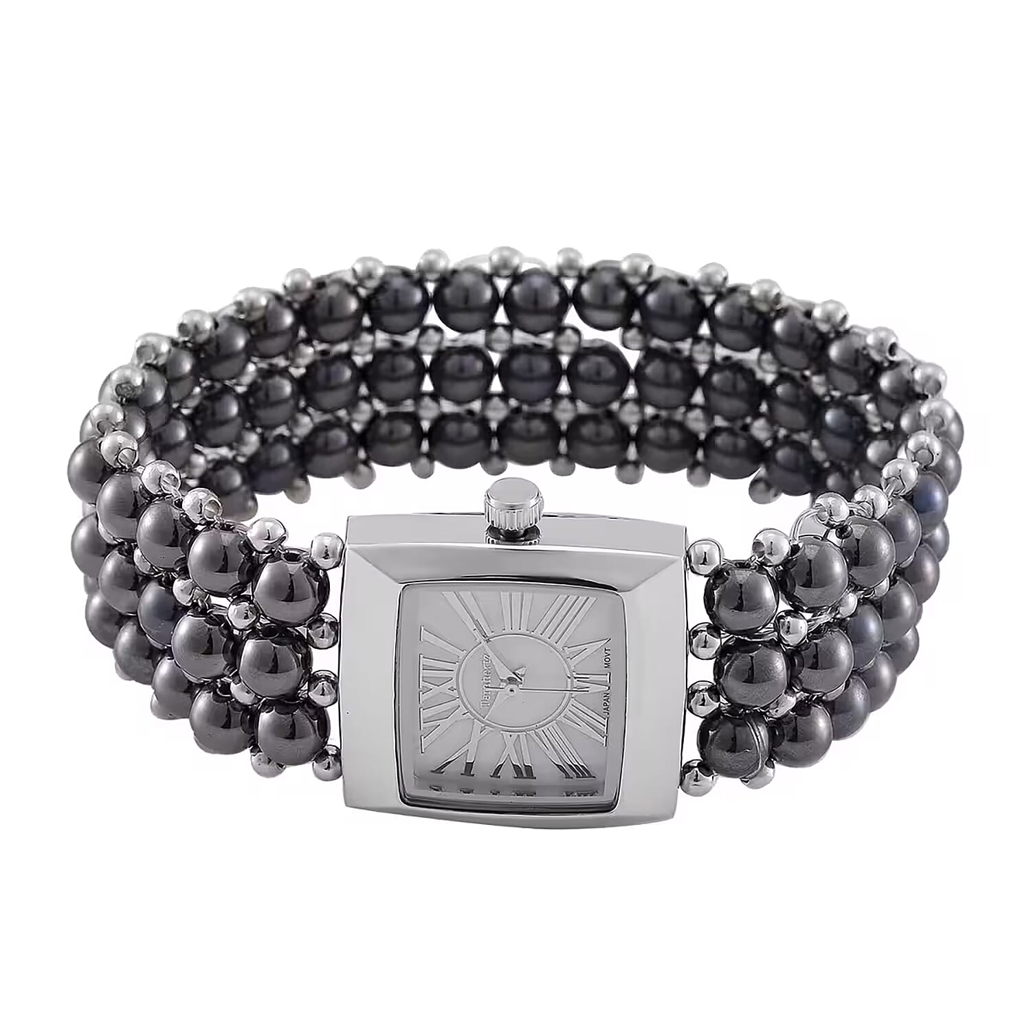 Labour Day Doorbuster Deal TLV Terahertz Japanese Movement Beaded Stretch Bracelet Watch with MOP Dial (26x26mm) 285.00 ctw