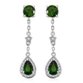 Chrome Diopside and White Zircon 2.15 ctw Dangling Earrings in Rhodium Over Sterling Silver - Sticky add to cart bar