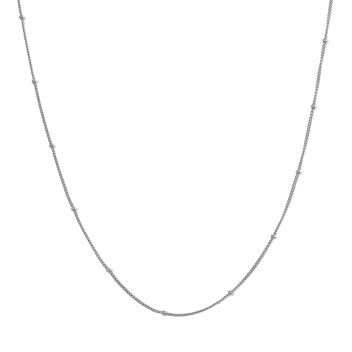 Station Chain in Rhodium Over Sterling Silver 1.93 Grams 20 Inches