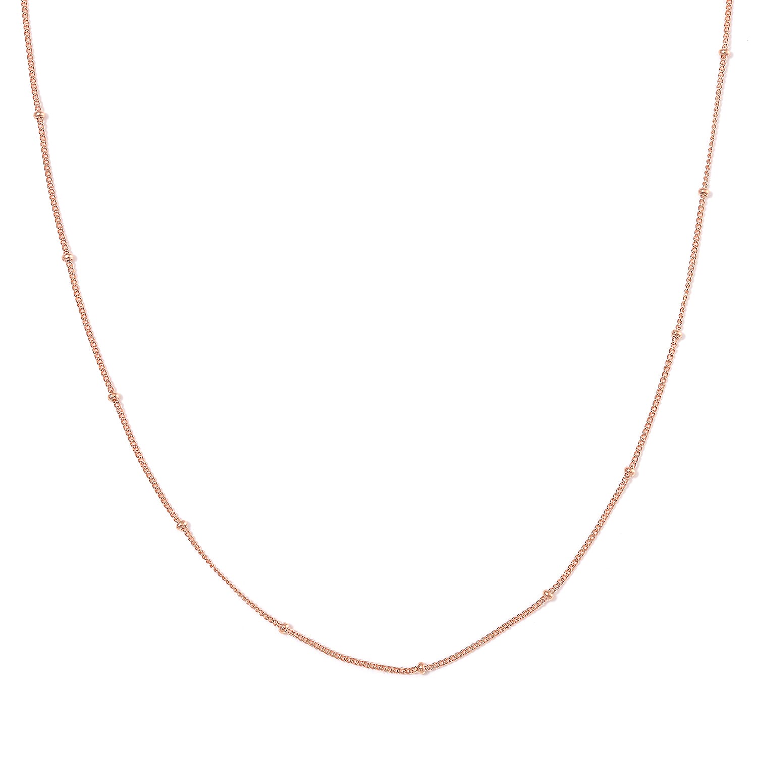 Station Chain in 14K Rose Gold Over Sterling Silver 20 Inches 1.97 Grams