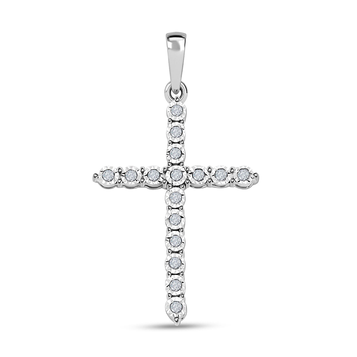 Diamond 0.10 ctw Cross Pendant without Chain in 10K White Gold