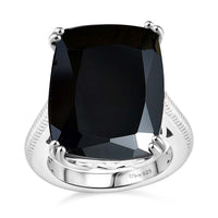 Green Onyx Solitaire Ring in Rhodium Over Sterling Silver (Size 10.0) 15.00 ctw