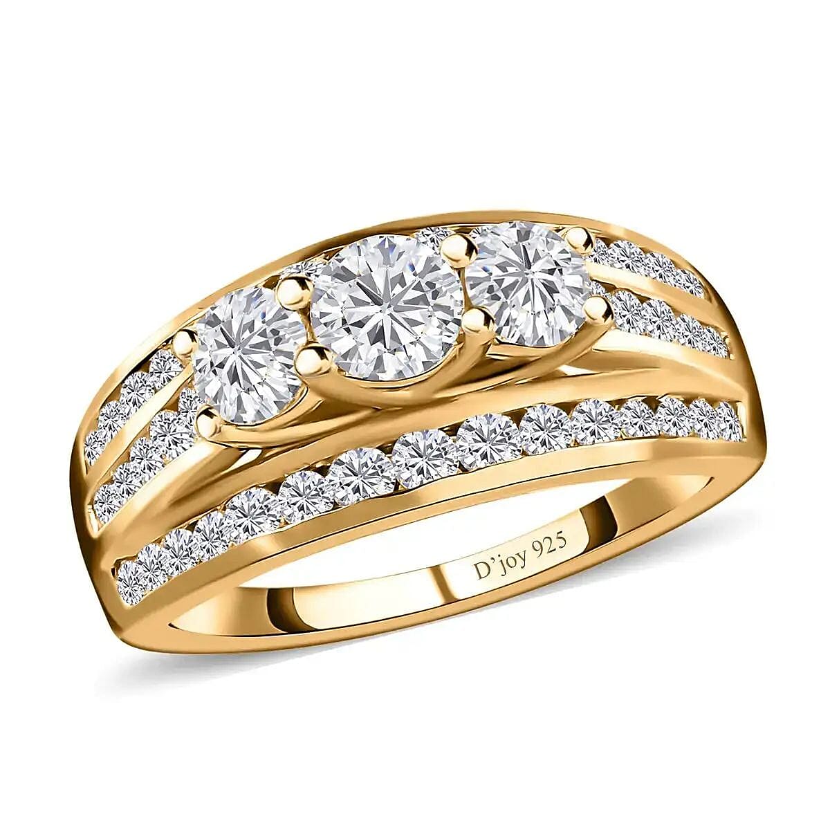 Moissanite Ring in 18K Vermeil YG Over Sterling Silver (Size 10.0) 1.65 ctw