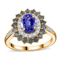 Tanzanite and Multi Gemstone 2.70 ctw Ring in 18K Vermeil Yellow Gold Over Sterling Silver (Size 7.0) - Sticky add to cart bar