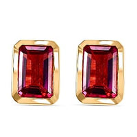 Lab Grown Red Beryl Earrings in 18K Vermeil YG Over Sterling Silver 1.02 ctw