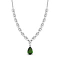 Chrome Diopside and White Topaz 5.00 ctw Drop Necklace 20 Inches in Rhodium Over Sterling Silver - Sticky add to cart bar