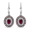 Orissa Rhodolite Garnet and Multi Gemstone 3.30 ctw Floral Double Halo Earrings in Rhodium Over Sterling Silver - Sticky add to cart bar
