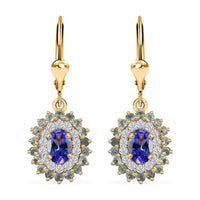 TLV Tanzanite, Multi Gemstone Lever Back Earrings in 18K Vermeil YG Over Sterling Silver 2.00 ctw