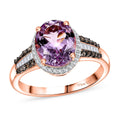 TLV Premium Martha Rocha Kunzite, Natural Champagne and White Diamond (0.35 cts) Ring in 18K Vermeil RG Over Sterling Silver (Size 7.0) 3.70 ctw - Sticky add to cart bar