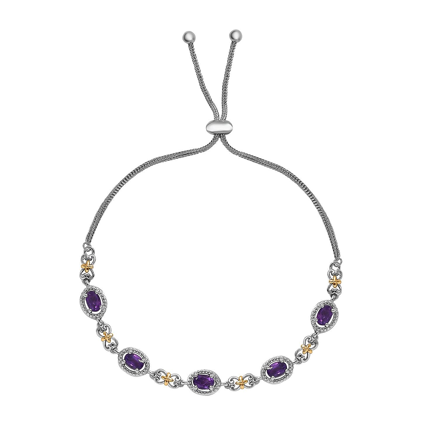 Doorbuster Karis African Amethyst 2.10 ctw Bolo Bracelet in 18K YG Plated and Platinum Bond (10.50 In)