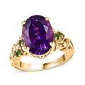 AAA Moroccan Amethyst and Chrome Diopside 6.50 ctw Floral Majesty Ring in 18K Vermeil Yellow Gold Over Sterling Silver - Sticky add to cart bar
