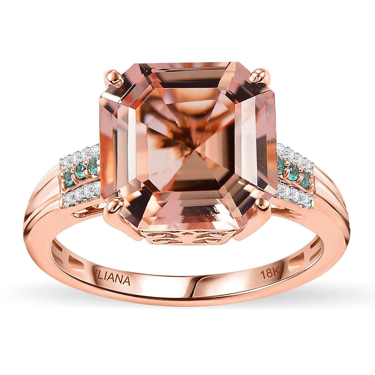 Iliana AAA Marropino Morganite, Paraiba Tourmaline, Diamond G-H, SI 7.35 ctw Ring in 18K Rose Gold