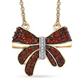 Karis Mozambique Garnet and White Zircon 1.60 ctw Bow Knot Necklace in 18K Yellow Gold Plated with ION Plated YG Steel Chain 18 Inches - Sticky add to cart bar