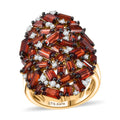 Karis Mozambique Garnet and White Zircon 6.30 ctw Hydrangea Flower Ring in 18K Yellow Gold Plated - Sticky add to cart bar