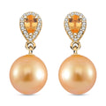 South Sea Golden Cultured Pearl and Multi Gemstone 0.60 ctw Drop Earrings in 18K Vermeil Yellow Gold Over Sterling Silver - Sticky add to cart bar