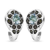 Peacock Tanzanite and Green Diamond 1.00 ctw Earrings in Rhodium Over Sterling Silver