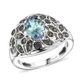 Peacock Tanzanite and Green Diamond 1.40 ctw Ring in Rhodium Over Sterling Silver - Sticky add to cart bar
