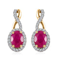 Certified & Appraised Luxoro AAA Montepuez Ruby and G-H I2 Diamond 2.50 ctw Earrings in 10K Yellow Gold - Sticky add to cart bar