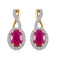 Certified & Appraised Luxoro AAA Montepuez Ruby and G-H I2 Diamond 2.50 ctw Earrings in 10K Yellow Gold