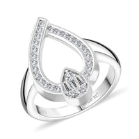 Clarte Vera Collection Moissanite Ring in Platinum Over Sterling Silver (Size 10.0) 0.45 ctw