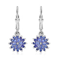 Tanzanite 3.20 ctw Pagoda Bloom Earrings in Rhodium Over Sterling Silver - Sticky add to cart bar