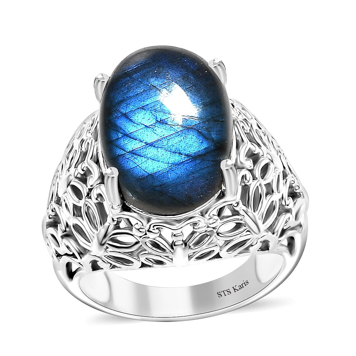 Karis Malagasy Labradorite 10.50 ctw Butterfly Ring in Platinum Bond