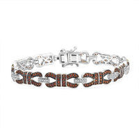 Epic Deal Karis Mozambique Garnet, White Zircon Bow Knot Bracelet in Platinum Bond (6.50 In) 2.60 ctw