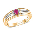 Premium Mozambique Pink Sapphire, Moissanite Men's Ring in 18K Vermeil YG Over Sterling Silver (Size 10.0) 0.40 ctw - Sticky add to cart bar