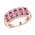 Premium Mozambique Pink Sapphire, Moissanite Ring in 18K Vermeil RG Over Sterling Silver (Size 10.0) 1.50 ctw - Sticky add to cart bar