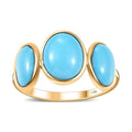 14K Yellow Gold Premium Sleeping Beauty Turquoise 4.00 ctw 3 Stone Ring - Sticky add to cart bar