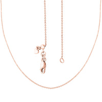 Cable Chain Adjustable Necklace in 14K Rose Gold Sterling Silver 2.60 Grams 24 Inches