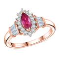 Premium Mozambique Pink Sapphire, White Zircon Halo Ring in 18K Vermeil RG Over Sterling Silver (Size 10.0) 1.10 ctw - Sticky add to cart bar