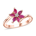 Premium Mozambique Pink Sapphire, Diamond Floral Ring in 18K Vermeil RG OverSterling Silver (Size 10.0) 0.60 ctw - Sticky add to cart bar