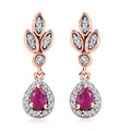 D'Joy Premium Mozambique Pink Sapphire and White Zircon 0.70 ctw Drop Earrings in 18K Vermeil Rose Gold Over Sterling Silver - Sticky add to cart bar