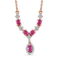D'Joy Premium Mozambique Pink Sapphire and White Zircon 1.55 ctw Floral Cascade Necklace in 18K Vermeil Rose Gold Over Sterling Silver 18 Inches - Sticky add to cart bar