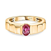 Lab Grown Red Beryl Ring in 18K Vermeil YG Over Sterling Silver (Size 6.5) 0.38 ctw