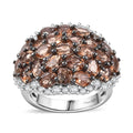 Jenipapo Andalusite, White Zircon Radiance Ring in Rhodium Over Sterling Silver (Size 10.0) 6.15 ctw - Sticky add to cart bar