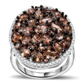 Jenipapo Andalusite, White Zircon Ring in Rhodium Over Sterling Silver (Size 10.0) 5.50 ctw - Sticky add to cart bar