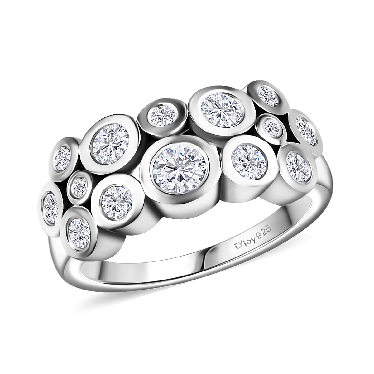 TLV Moissanite Ring in Rhodium Over Sterling Silver (Size 7.0) 1.00 ctw